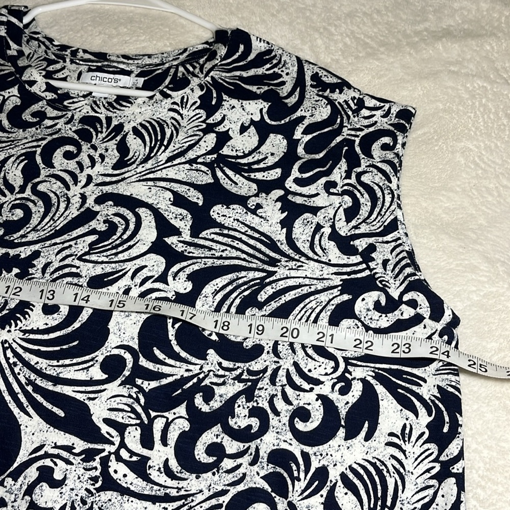 CHICO’S Paisley Cap Sleeve Tee Women’s Sz 4(XXL) - Picture 10 of 11